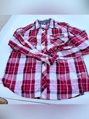 Rock & Republic Red and White Plaid Button-Down Shirt